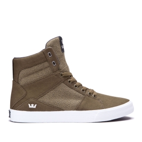 Supra ALUMINUM Høye Sneakers Dame Olivengrønne/Hvite | NO-26008